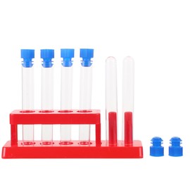 iplusmile 1 Set Plastic Test Tube Test Tube Rack Kit Kids Science Tubes Science Learning Toys Transparent Test Tube with Rack Science Experiment Test Tube Science Toys Test Tube for Science Toys Red