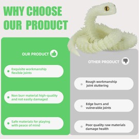 24 in 3D Printed Animals-Snake Viper,3D Printed Snake Toys 3D Printed Articulated Snake 3D Printed Animals Animal Model Ornaments Creative Funny Toy Festival Gift for Frends (Pearl Blue)