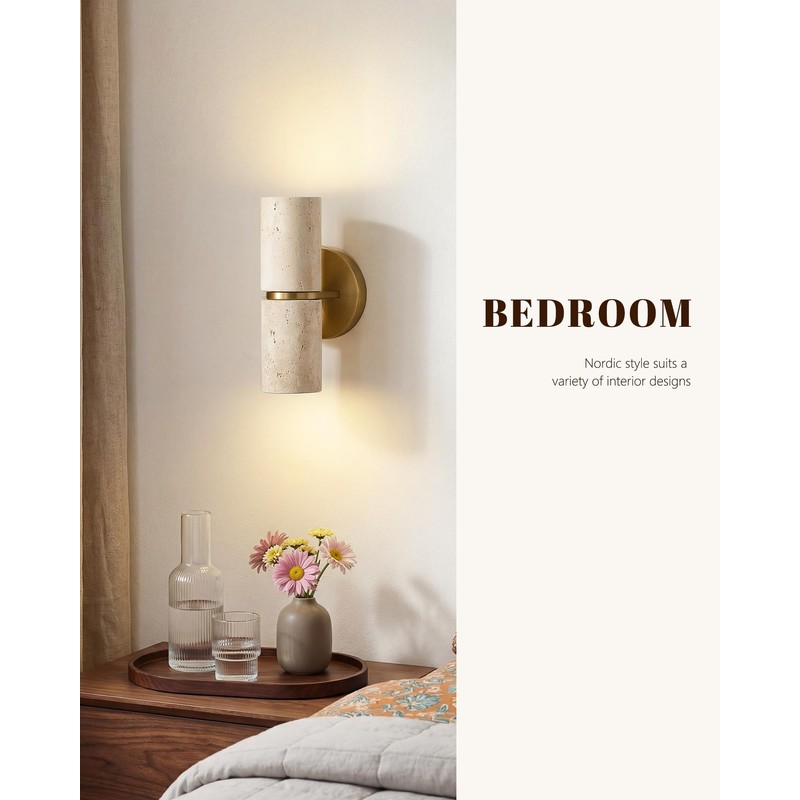 Natural Weathered Stone Wall Sconce, 8.7" Rustic Stone Wall Lights,