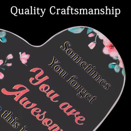 Friendship Gifts for Women Men, Cheer Up Gifts for Boyfriend and Girlfriend, Heart-Shaped Inspirational Acrylic Plaque, Positive Affirmation Gift - You are Awesome