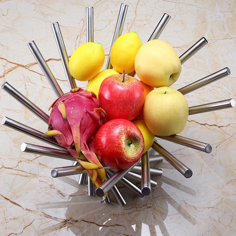 TINMIX Adjustable Fruit Bowl, Worktop Fruit Tray, Stainless Steel, Modern