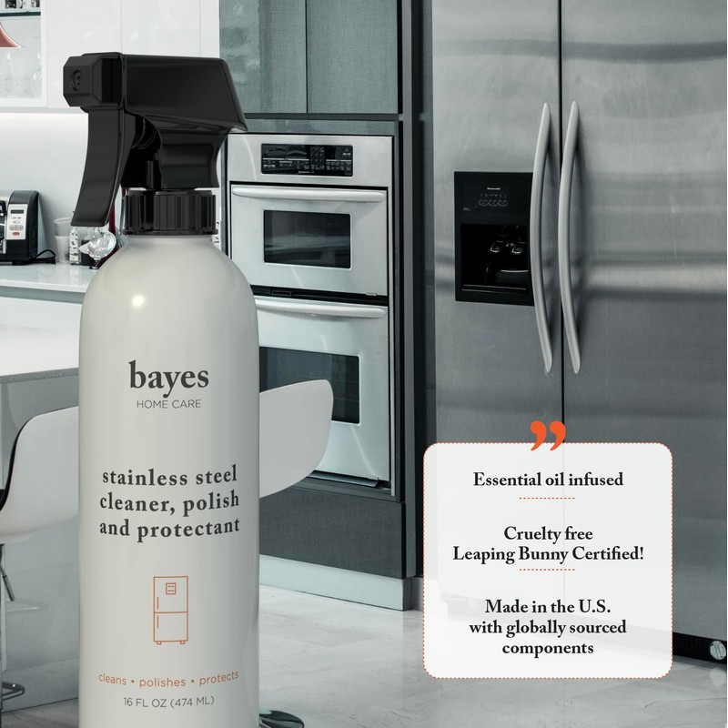 Bayes High-Performance Stainless Steel Cleaner Spray, Polish, and Protectant -
