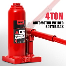 DNA MOTORING 4 tons / 8818.5 lbs Lifting Automotive Welded Hydraulic Bottle Jack for Repair Vehicle, Pickup, Truck, w/Manual Handle, Red,TOOLS-00352