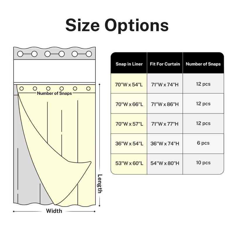 River Dream Snap in Fabric Shower Curtain Liner Replacement -