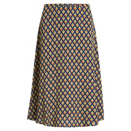 King Louie Juno Midi Skirt Pebble Woven Women's Skirt, Beacon Blue, 44