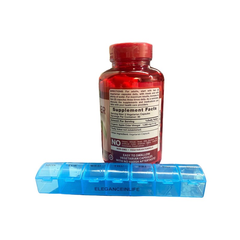 Extra Strength Apple Cider Vinegar 1200 mg. 180 Capsules +