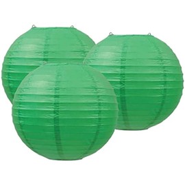 Pack of 3 Round Paper Lanterns Lamp Wedding Birthday Party Decoration (Grass Green, 4"/10CM)