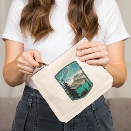 Oregon, Lithograph, Lake and Mountain Scene, 100% Cotton Zipper Pouch, Travel Accessory, Go Bag
