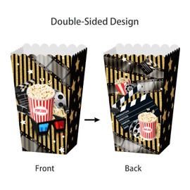 SINGOMON 36PCS Popcorn Boxes Reusable Popcorn Containers Popcorn Bowls Party Favor Boxes Cardboard Candy Containers Snack Boxes Popcorn Buckets for Movie Night, Birthday Decorations (Movie)