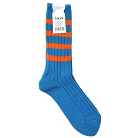 Decka de-29 Heavy Weight Striped Striped Socks, Blue/Orenge