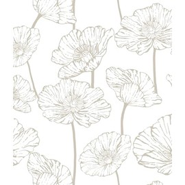 Orainege Modern Peel and Stick Wallpaper 17.3inx118.1in Beige and White Floral Wallpaper Boho Contact Paper Removable Decorative Wall Paper for Bedroom Bathroom Cabinets Decor Vinyl