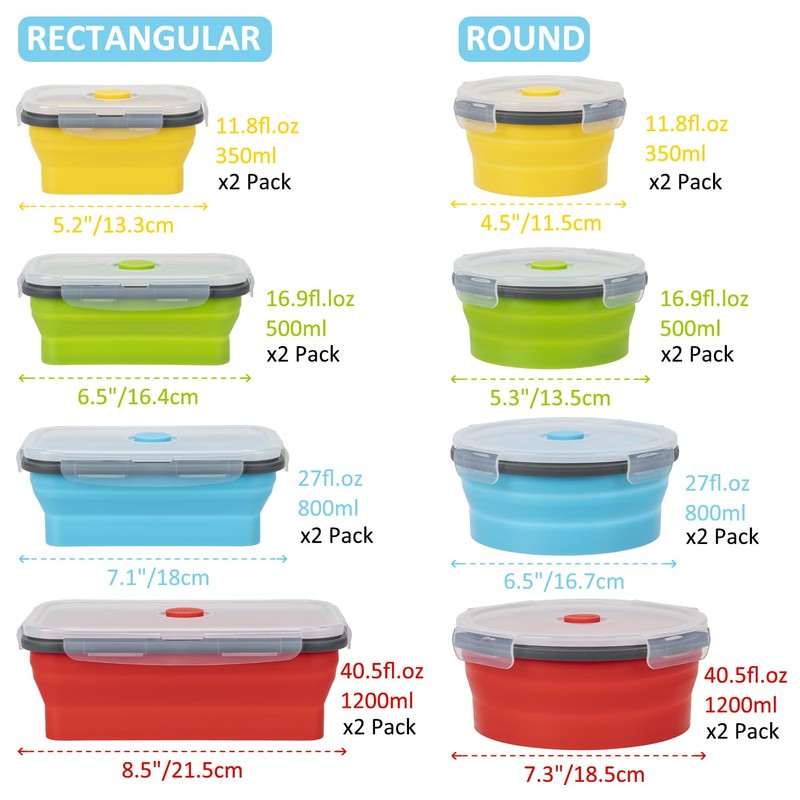 Collapsible Food Storage Containers with Lid & Air Vent, 16