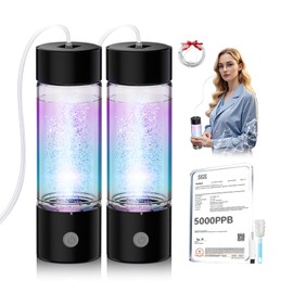 4.0 Upgrade 2PCS Hydrogen Water Bottle & Hydrogen Absorption 【NO.1-100% Odorless】【SGS Certification - 5000PPB】 Hydrogen Water Bottle - 2025 SPE PEM Technique, Double Hydrogen Content 1