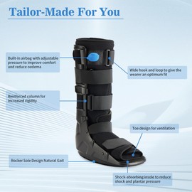 Medibot Air Cam Walker Tall Fracture Boot, Medical Recovery Walking Boot for Broken Foot, Sprained Ankle, Fractures, Adjustable Air Bladders, Universal Fit for Men & Women, Left or Right Foot(Large)