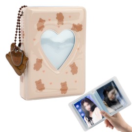40 Pockets Photo Binder Album, Kpop Mini Photocard Holder Book with Lovely Pendant, Heart Hollow Cute Squirrel or Cat Pattern for Photo Picture Collection (Purple)