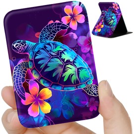 ACWDMKH Pocket Mirror for Women,Small Compact Mirror for Purse Handbag Portable Ultra Thin Square Folding for Girls/Mom/Mother/Men Gift,Cute Travel Accessories for Women,Colorful Turtle Floral