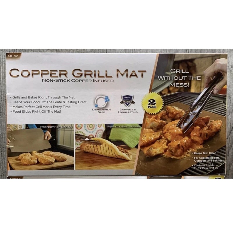 Idea Village (2) Pkgs Non-Stick Copper Grill and Bake Mat