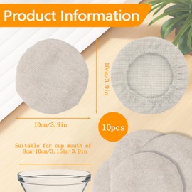 10 Pack Elastic Linen Cloth Jar Covers for Sourdough Proofing, Reusable Sourdough Starter Jar Cover, Fabric Dough Bread Fermentation Cover Lids Tops for Baking Brewing Mouth Ranging 3.1"-3.9"