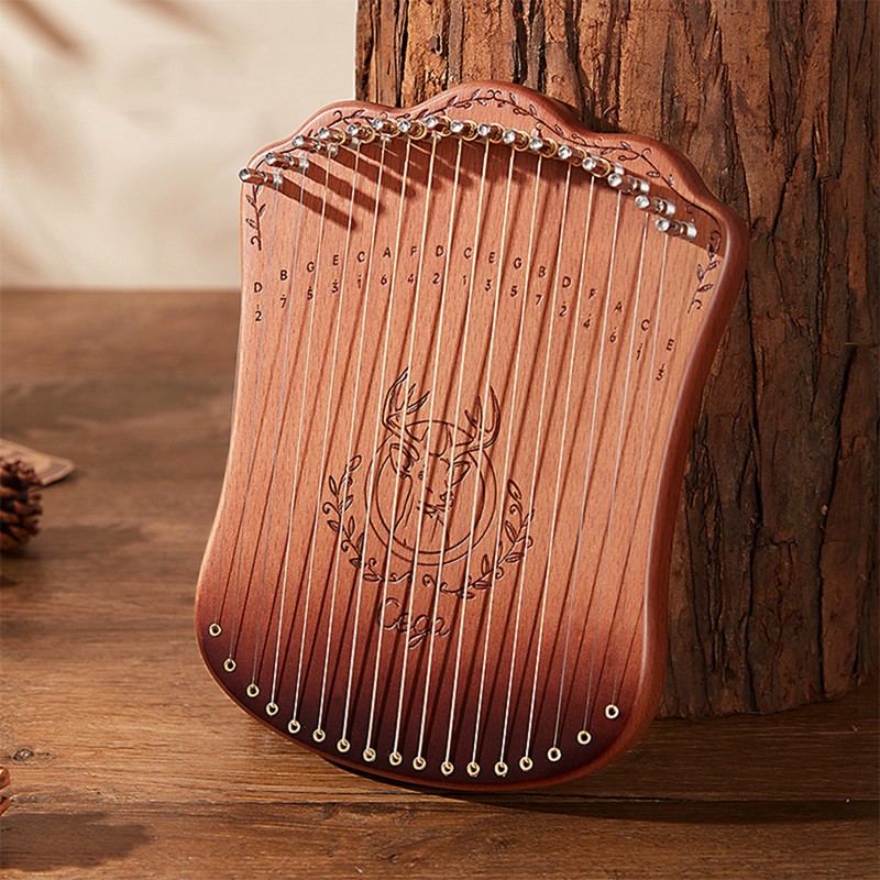 17 String Lyre Harp Portable Solid Beech Wood Harp String