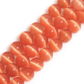 JOE FOREMAN Cuentas redondas de ojo de gato naranja claro de 8 mm para hacer joyas, cuentas de 15 pulgadas, piedras semipreciosas hechas a mano