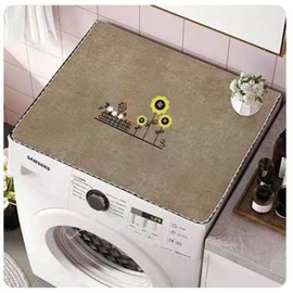 Washer and Dryer Covers Washing Machine Top Cover Dust-Proof Washer And Dryer Top Covers Anti-Slip Fridge Dust Cover 24In x 18In /60cm x 45cm - Khaki