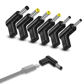 Kado USB Type-C to DC 6 Adapter Set, 90 Degree 12V Female USB-C to Male DC Barrel Connector 3.0x1.1mm 3.5x1.35mm 4.0x1.7mm 4.8x1.7mm 5.5x2.1mm 5.5x2.5mm, Charging Plug for Monitor, Router and Speaker