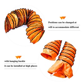 12"×25FT PVC Flexible Duct Hose, Flame Retardant HVAC Ducting with Adjustable Rope, D Hook & Steel Support for Ventilation, Exhaust, Drying, and Cooling Applications