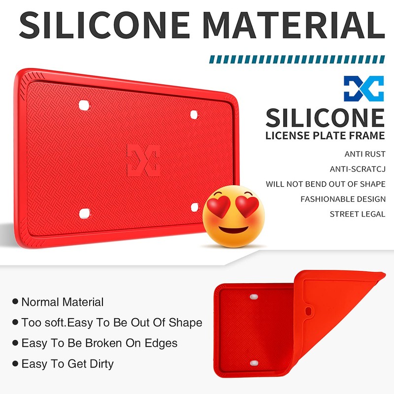 XCLPF Silicone License Plate Frame Covers 2 Pack- Front and