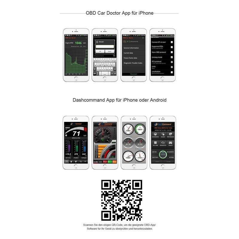 Erisin Mini OBD2 Diagnosegerät OBD2 Bluetooth Adapter Diagnosegerät Auto Tool