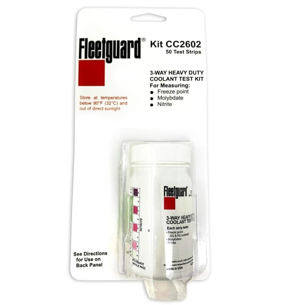 Fleetguard CC2602 Coolant Test Kit, 3-Way Test Strip, 50/bottle