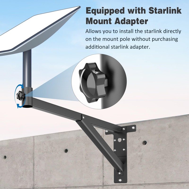 Starlink Long Wall Mount - Thickened Mounting Pole Kit for