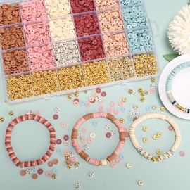 Srechee Clay Beads Bracelet Kit Friendship Bracelet Making Kit Golden Beads Clay Beads Kit for DIY Jewelry Making Birthday Gift