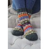 Pachamama Women 100% Wool Bed Sofa Socks Handknitted Fairisle Stripe