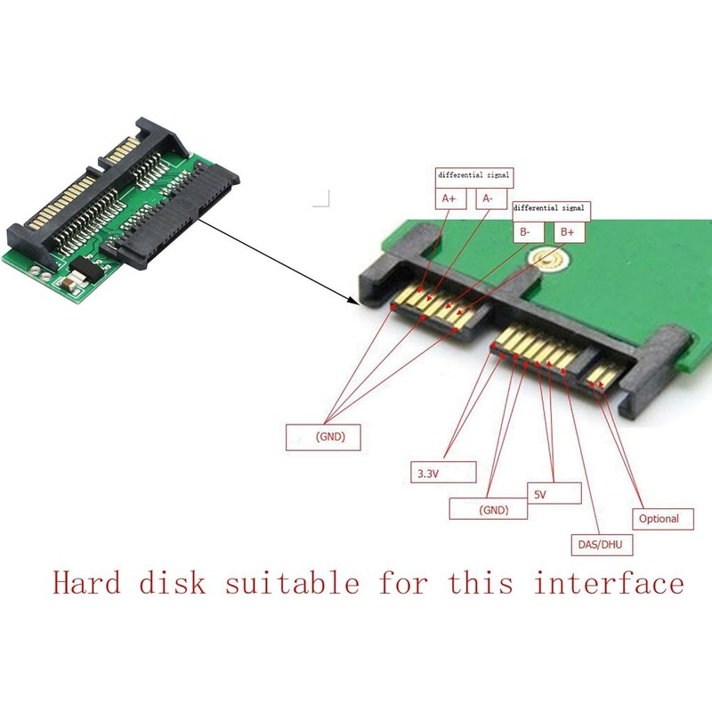 AYMBH 1.8" Micro SATA 16-Pin (7+7+2) Female to 2.5" SATA