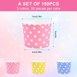 Vueinrg 150 Stück Muffinförmchen Papier Muffins Papierförmchen Cupcake Förmchen Ø 6cm Muffinform Papier Cupcake Formen für Party Geburtstag Hochzeit (Rosa, Blau, Gelb)