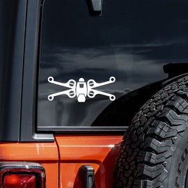 SW X-Wing Ship Decal Vinyl Sticker Auto Car Truck Wall Laptop | White | 5.5" x 2"