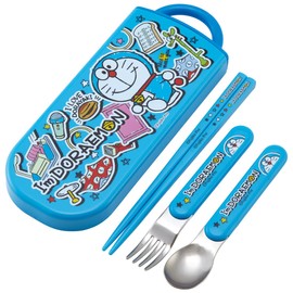 Skater TACC2AG-A Trio Set Doraemon Stickers, Chopsticks Spoon, Fork, Antibacterial, Made in Japan