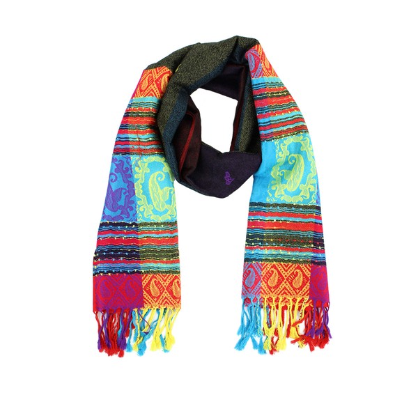 Paskmlna - Bufanda de doble cara, diseño de arcoíris tropical,