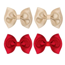 Red Hair Bow for Little Girl Bow Hair Clips Baby Girls Bowknot Hair Clip Barrettes Hair Accessories TSFJ63 (Red Gold Hair Pin)