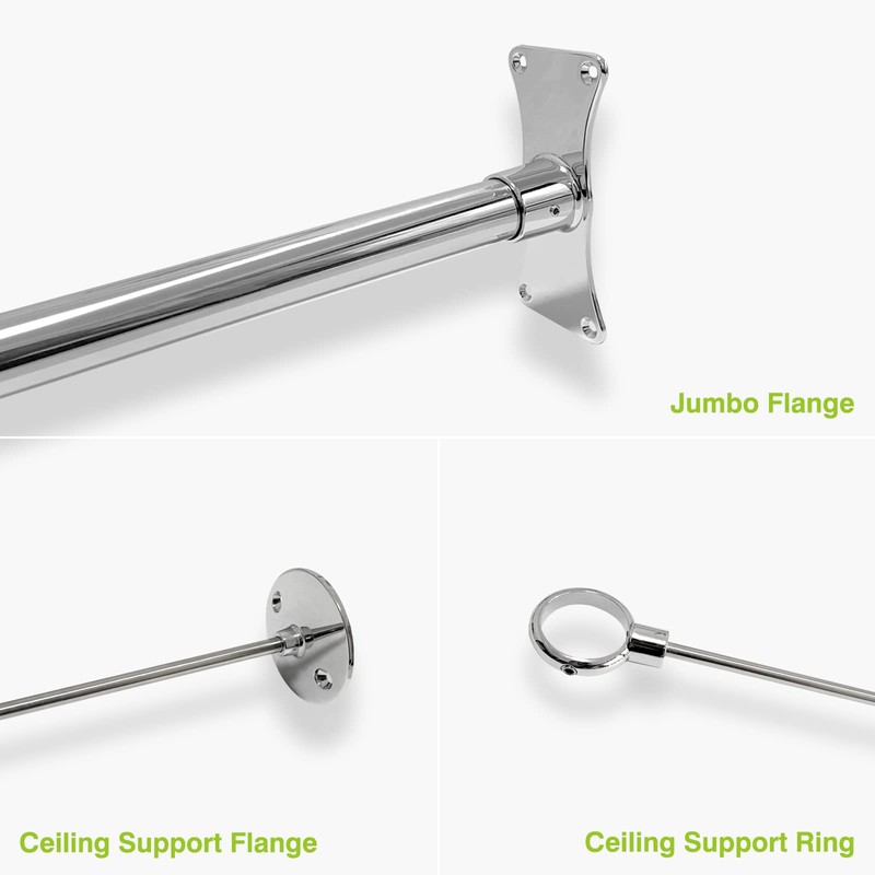 Naiture Neo-Angle Shower Curtain Rod Stainless Steel with Ceiling Support,
