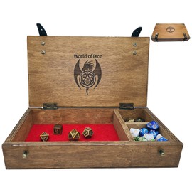 World of Dice - Wooden Cube Chest Yggdrasil - for up to 150 Pen & Paper Dice with Cube Plate, Ideal for Dungeons and Dragons (D&D) (XXL Rectangular)