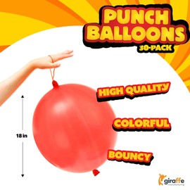 30-Pack Punch Balloons for Kids – Back-to-School Party Favors, Summer Fun Toys, Goodie Bag Stuffers, Birthday Prizes, and Classroom Rewards for Kids Ages 8-12