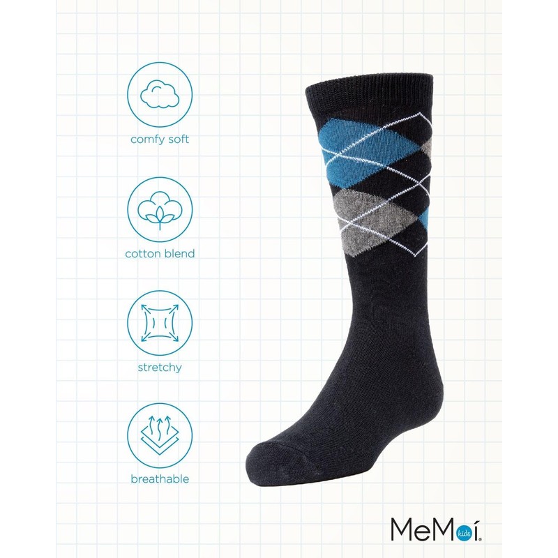 MeMoi Argyle - Calcetines de vestir para niño, Navy Mk