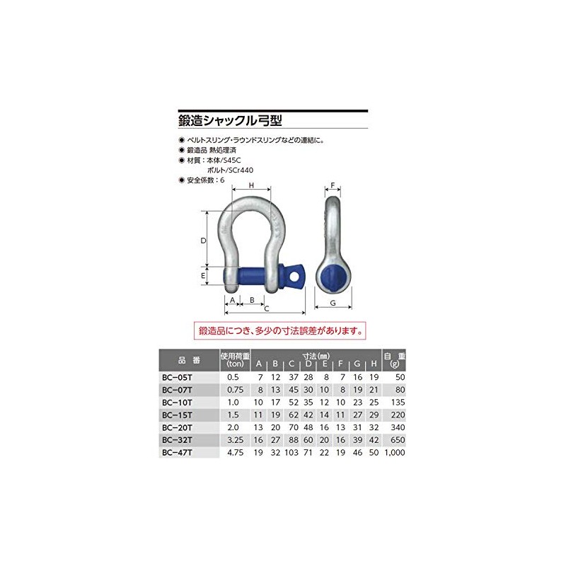 OH Kogyo Forged Shackle Bow Type 1t BC-10T