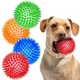 SHARLOVY Pelotas de Goma Masticables para Perros Pequeños, 4 Colores, 3 Pulgadas, Juguetes Antidestructibles para Morder y Entrenar Cachorros