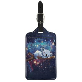 Upetstory Galaxy Koala Luggage Tags for Suitcase,Leather Suitcase Tag Set Privacy Protection Identifie Name Lable ID Card Baggage tag for Men Women Travel Accessories
