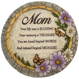Mom Garden Memorial Stones, Butterflies Flower Stepping Stones Memorial Gifts for Loss of Mother, Sympathy Gift for Loss of Mom Memory Stone, in Memory of Mom Stones TNS7