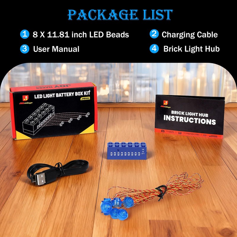 JMBricklayer LED Light Kit Building Blocks Set, 2x6 Blue Light