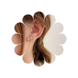 Allereya Vintage Crystal Star Claw Earrings Claw Stud Earrings Sparkling Flower Needle Claw Earrings Luxury Huggie Illusion Earrings Jewellery for Women and Girls