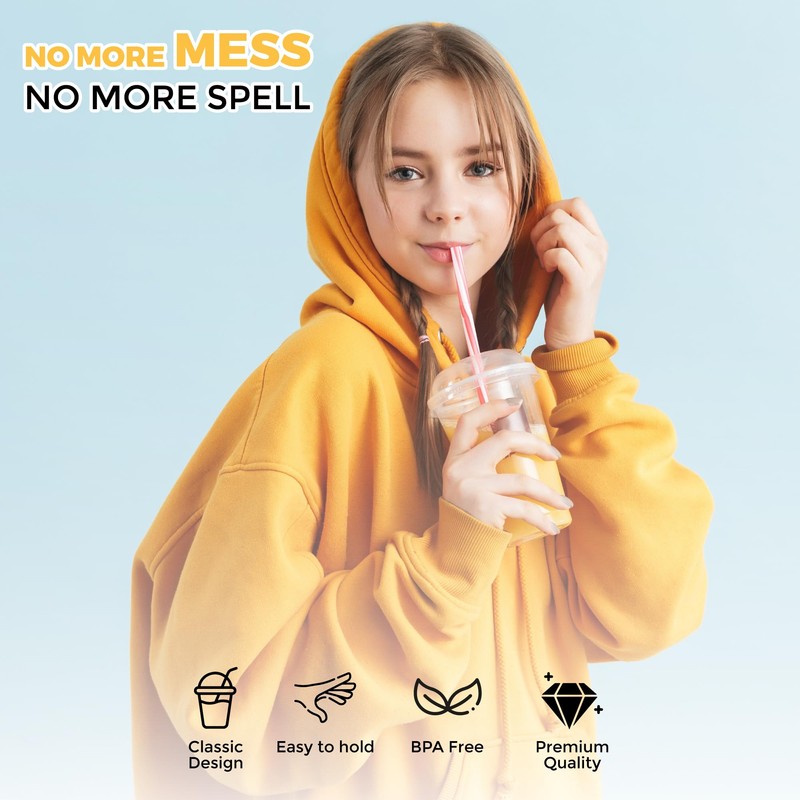CHEF ROYALE 25 x 12oz Plastic Smoothie Cups with Dome